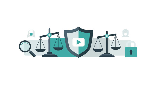 Video Copyright Law and Digital Media Protection Concept