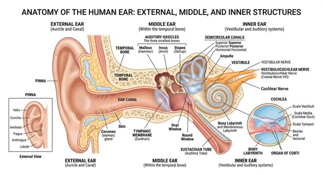 Human Ear Anatomy 3D Internal View