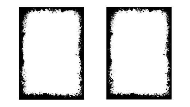 Hand-Drawn Grunge Frame Brush Set, Two Vertical White Rectangles with Rough Black Borders, Clean Contrast Line Art