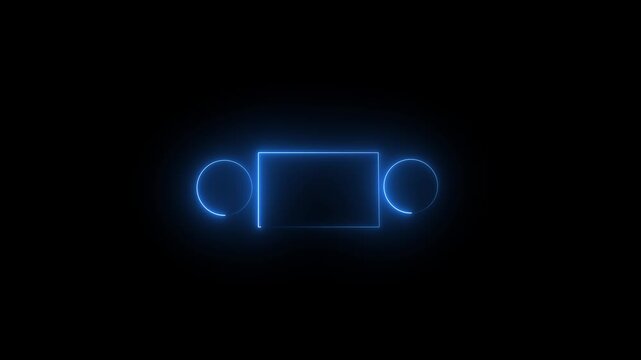 Glowing saber rectangle neon frame background animation . Seamless Loop, Neon abstract rectangle and circle shape line animation.