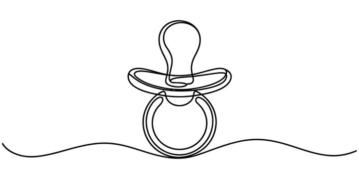 Simple line drawing of a baby pacifier for newborn and infant care