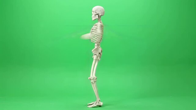 Funny skeleton dancing on a green screen for creative video projects