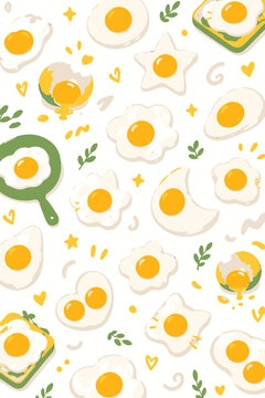 Simple Fried Egg Seamless Pattern