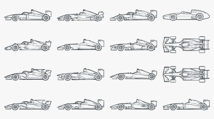Obraz premium Diverse Collection of High Speed Racing Car Side Views for Design and Engineering