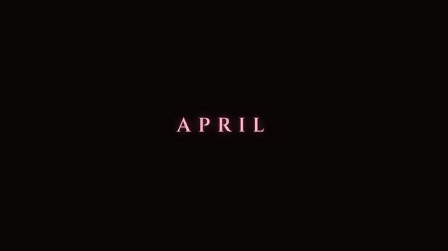 Cinematic elegant pink glowing typography text animation for APRIL month intro