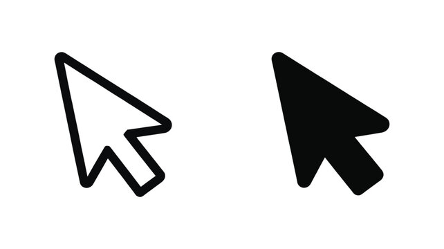 Modern computer mouse cursor icons in black and white vector illustration. Clean pointer symbol  on transparent background. EPS10