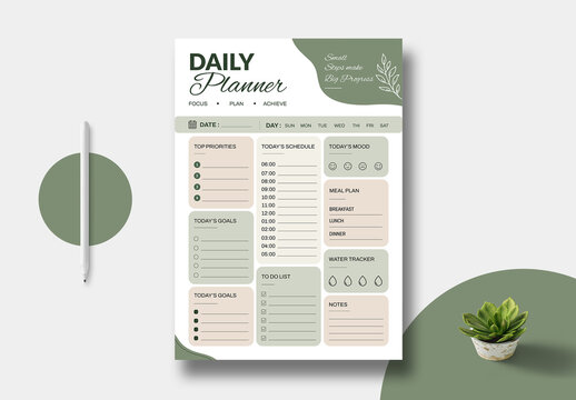 Daily Planner Design Template Layout