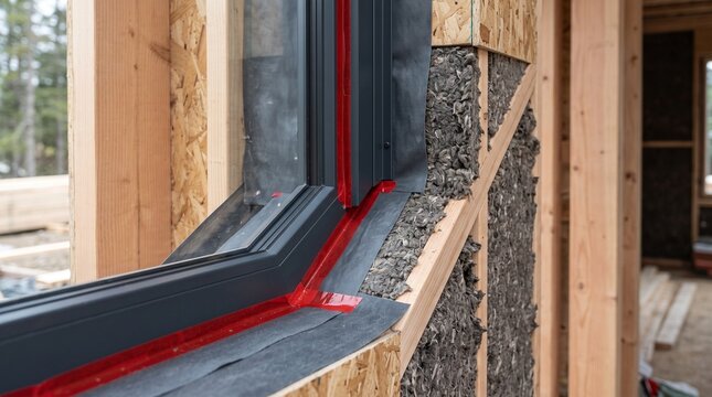 Energy Retrofit construction details showing window installation and modern insulation materials