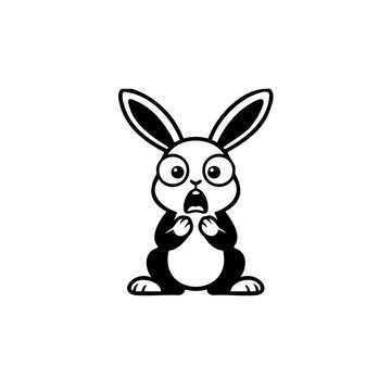 Shocked rabbit vector isolated on transparent background cutout graphic element