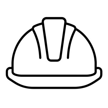 safety helmet with center ridge and brim outline icon