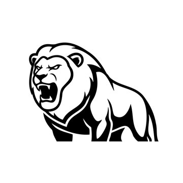 Lion vector isolated on transparent background, roaring fierce big cat animal logo cutout graphic element