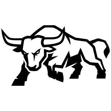 Bull vector illustration isolated on transparent background charging aggressive animal symbol