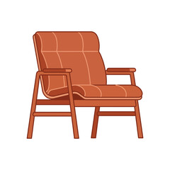 Fototapeta premium Comfortable armchair with upholstered cushions and wooden frame, modern design.
