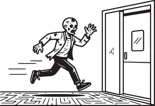 Zombie running to catch airport flight gate