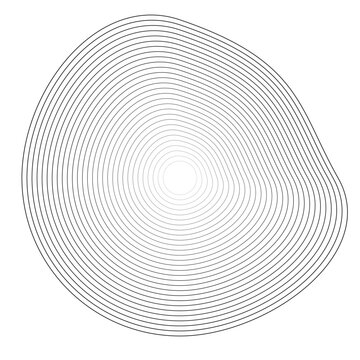 Abstract organic irregular concentric shape line art optical illusion vector background   