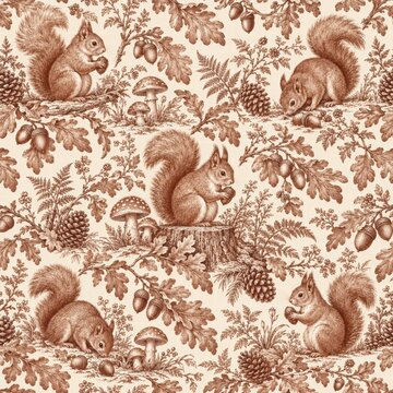 Vintage Squirrel Pattern in Earthy Tones