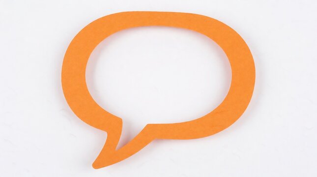 Orange speech bubble icon isolated on a clean white background for communication concepts