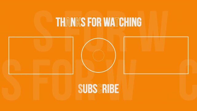 Orange video outro screen transparent template with text and boxes for streaming channel end
