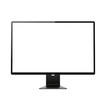 modern computer monitor displaying blank white screen on transparent background for design mockup purposes.