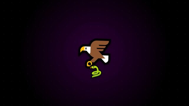 illustration video of an eagle carrying a snake