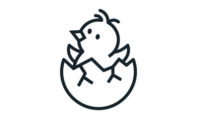Minimalist Chick Hatching from Egg Icon © Wika