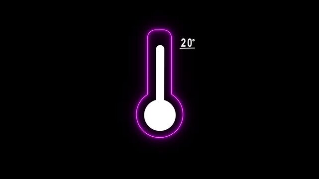 Neon thermometer with 20 degree temperature display, minimalist digital weather interface for climate control, smart home, and environmental monitoring applications