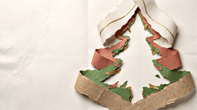 Handmade paper cut christmas tree design