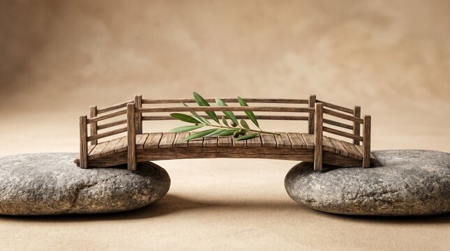 Peaceful Leadership Concept with Wooden Bridge Symbol, International Day of Non-Violence