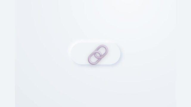 Minimal 3D link chain icon animating on bright white background
