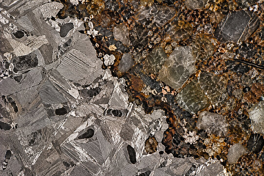 Meteorite Metal Silicate Microstructure Geological Material Background