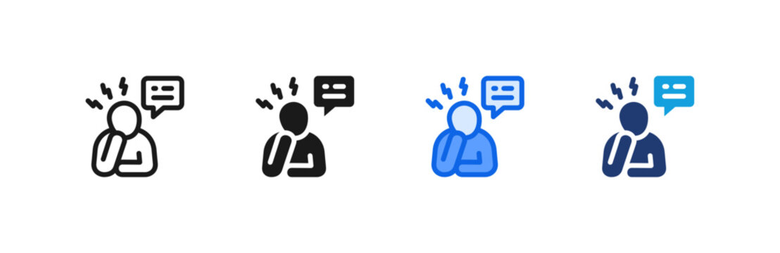 Stress Conversation Anxiety icon multiple style collection. Vector illustration.