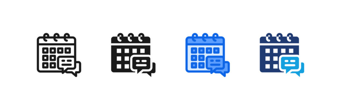 Counseling Appointment Calendar icon multiple style collection. Vector illustration.