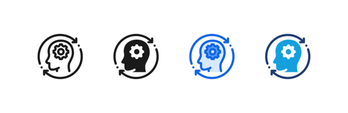 Behavior Change Brain icon multiple style collection. Vector illustration.