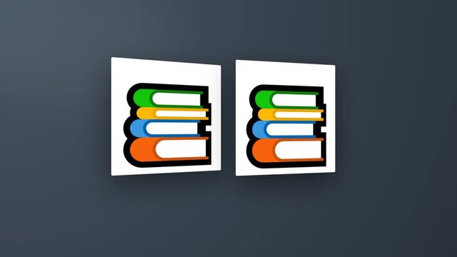 illustration video of two school textbooks