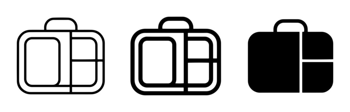 Briefcase silhouette icons set, solid black style, business