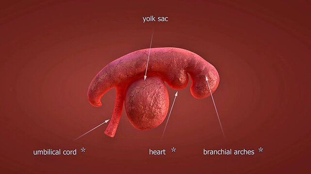 Medical illustration of prenatal development from fertilisation and implantation to fetal growth and birth.