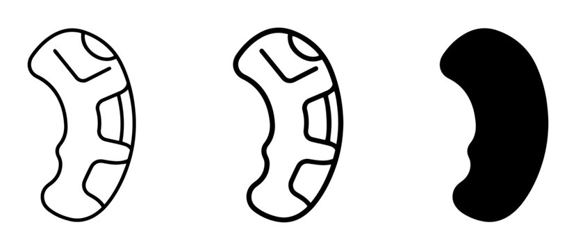 Kidney Bean Icons, Outline and Solid Fill, Vector Shapes for Health and Nutrition Concepts