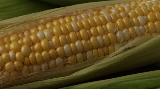  sweetcorn cob in husk background harvest food