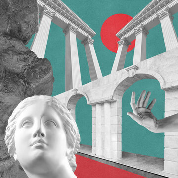 Surreal crazy collage. Art poster, concept, zine cover, funky print. Artwork unusual abstract style.