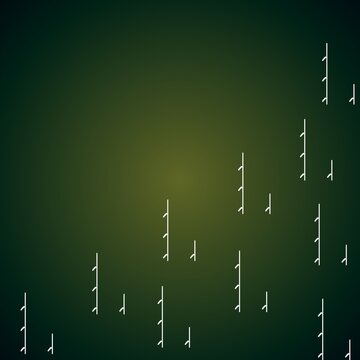 A minimalist white vertical line pattern with small ornamental details resembling the letter 't' or small tree branches, neatly arranged on an elegant dark green gradient background.