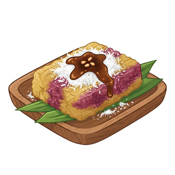 Indonesian traditional gethuk cassava cake with grated coconut transparent PNG
