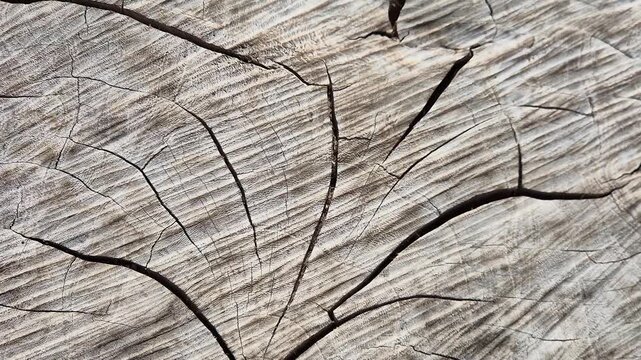 Close Up Shot of Cracked Tree Stump Cross Section Texture