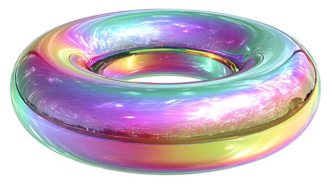 A 3d torus shape glows with a holographic effect