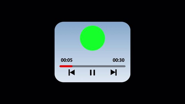 Animated Music player template interface animation in 4K  animation with alpha channel  Minimalist audio music media player animation on transparent background