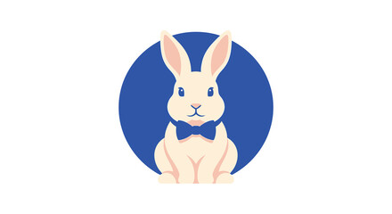 Rabbit wearing a bow tie stands against a blue circular background © Md Shifat