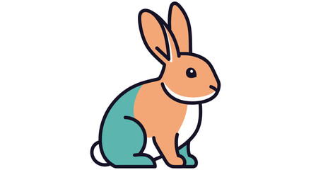 Colorful vector illustration of a rabbit with a white belly and outlined features © MDRASEL