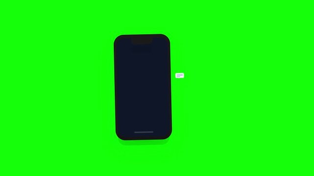 Modern smartphone device showing a seamless digital charging battery indicator animation process isolated on a bright vivid green screen background