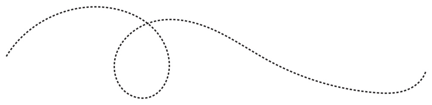 Elegant black dashed curved line forming an arch and with graphic element dotted line white background trajectory abstract separator