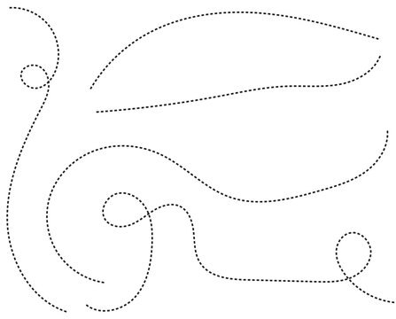 Soft flowing dashed line movement with curved path dotted line graphic element wave pattern design element line art black line