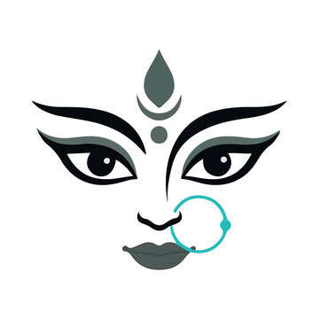 Goddess Durga Face Durga Puja Festival Illustration Background